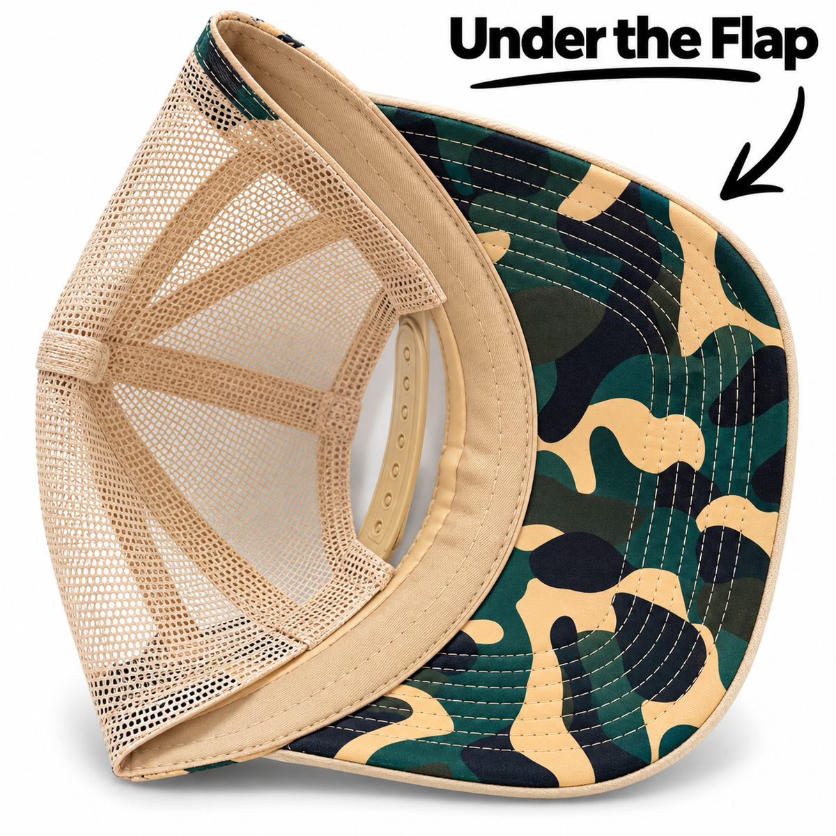 Khaki / Forest Green Camo Trucker Hat