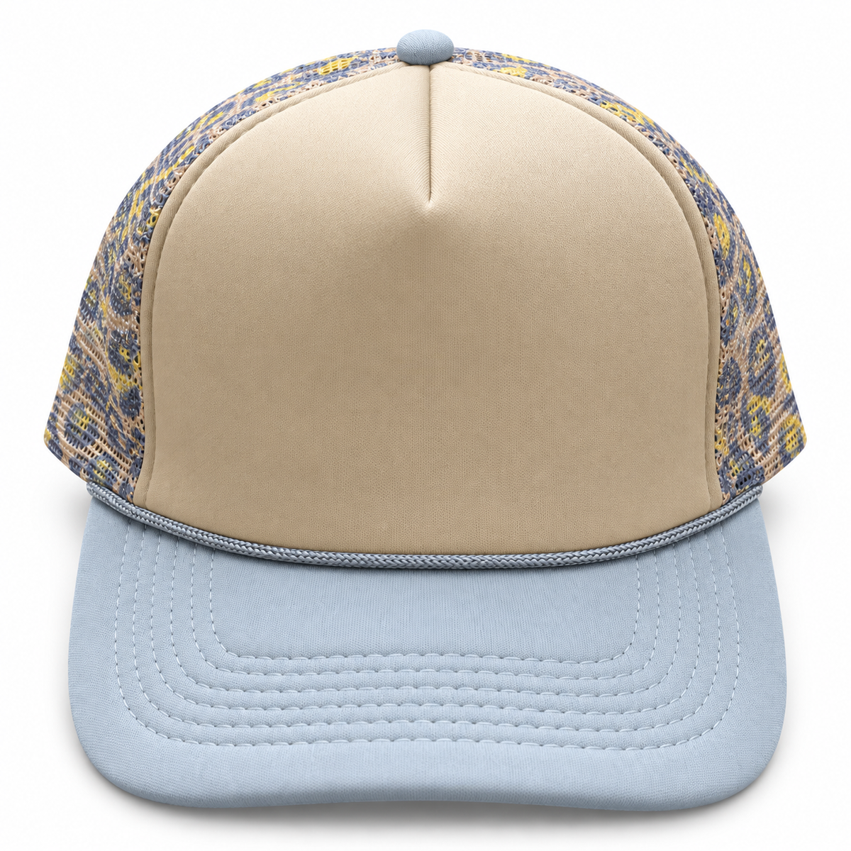 Khaki/ Powder Blue Multicolor Trucker Hat
