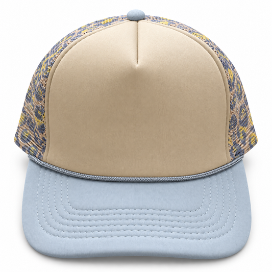 Khaki/ Powder Blue Multicolor Trucker Hat