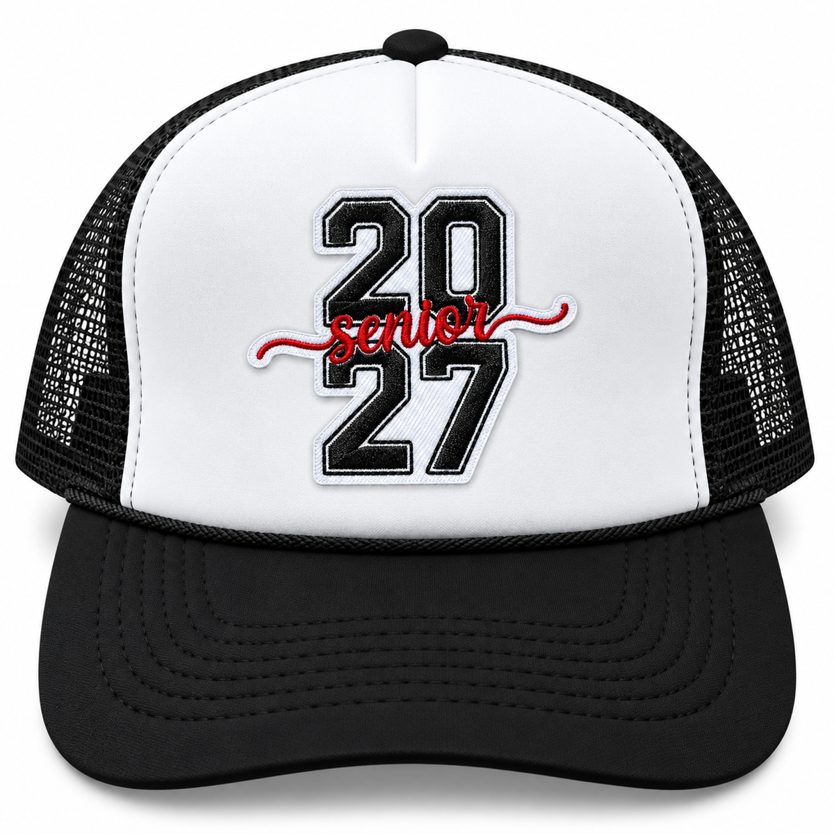 Senior 2027 Black Trucker Hat (Long)