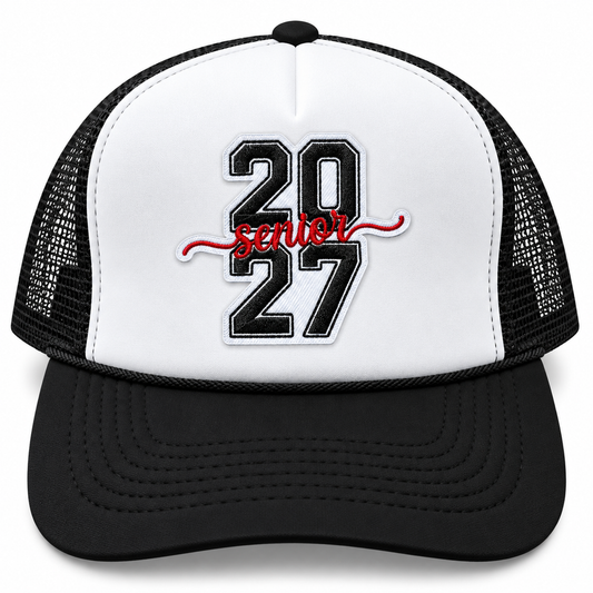 Senior 2027 Black Trucker Hat (Long)