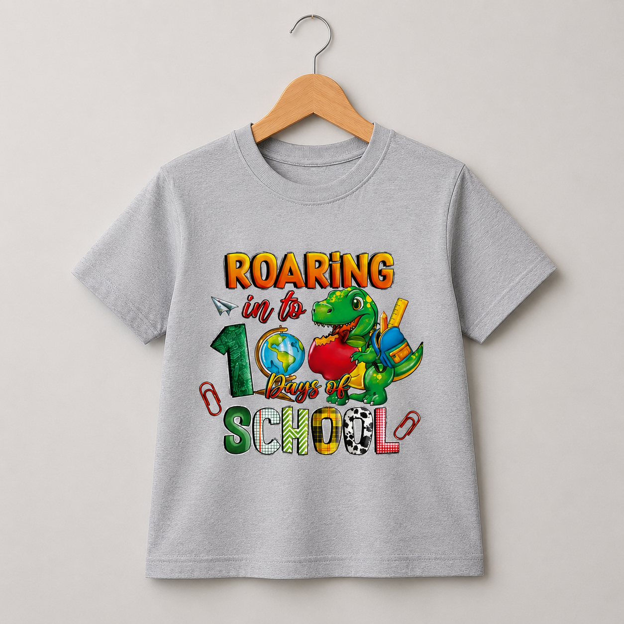 Roaring into 100 Days Shirt (Kids)