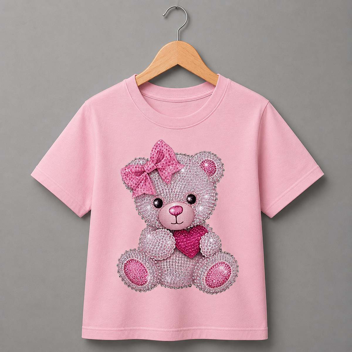 Rhinestone Pink Bear Shirt (Kids)