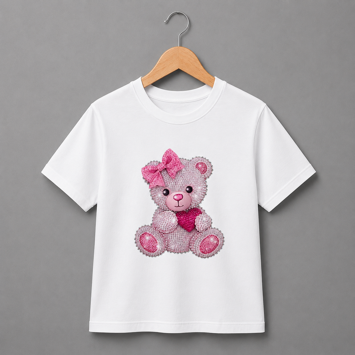 Rhinestone Pink Bear Shirt (Kids)