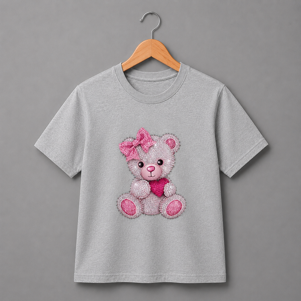 Rhinestone Pink Bear Shirt (Kids)
