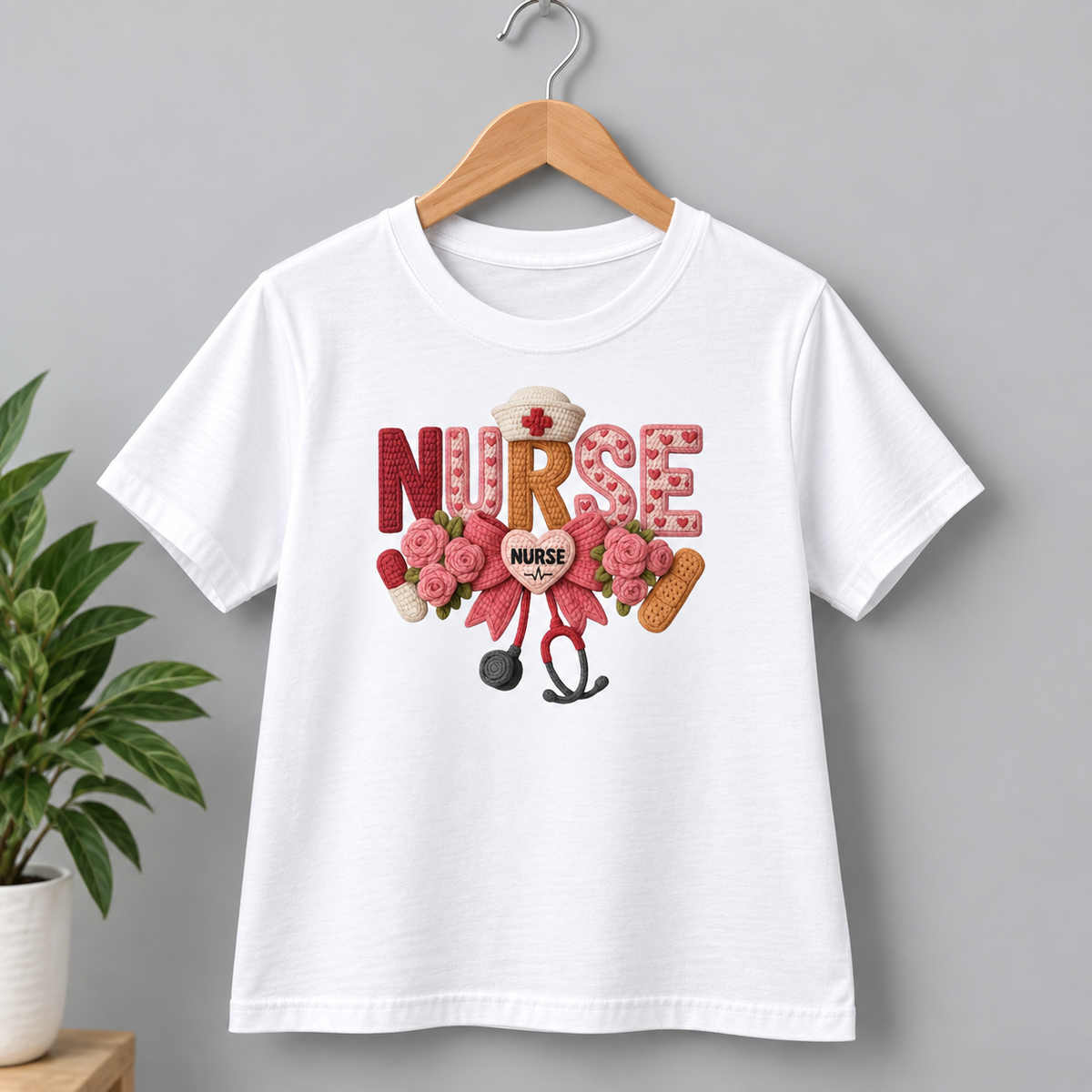 Nurse Pink Faux Yarn Shirt