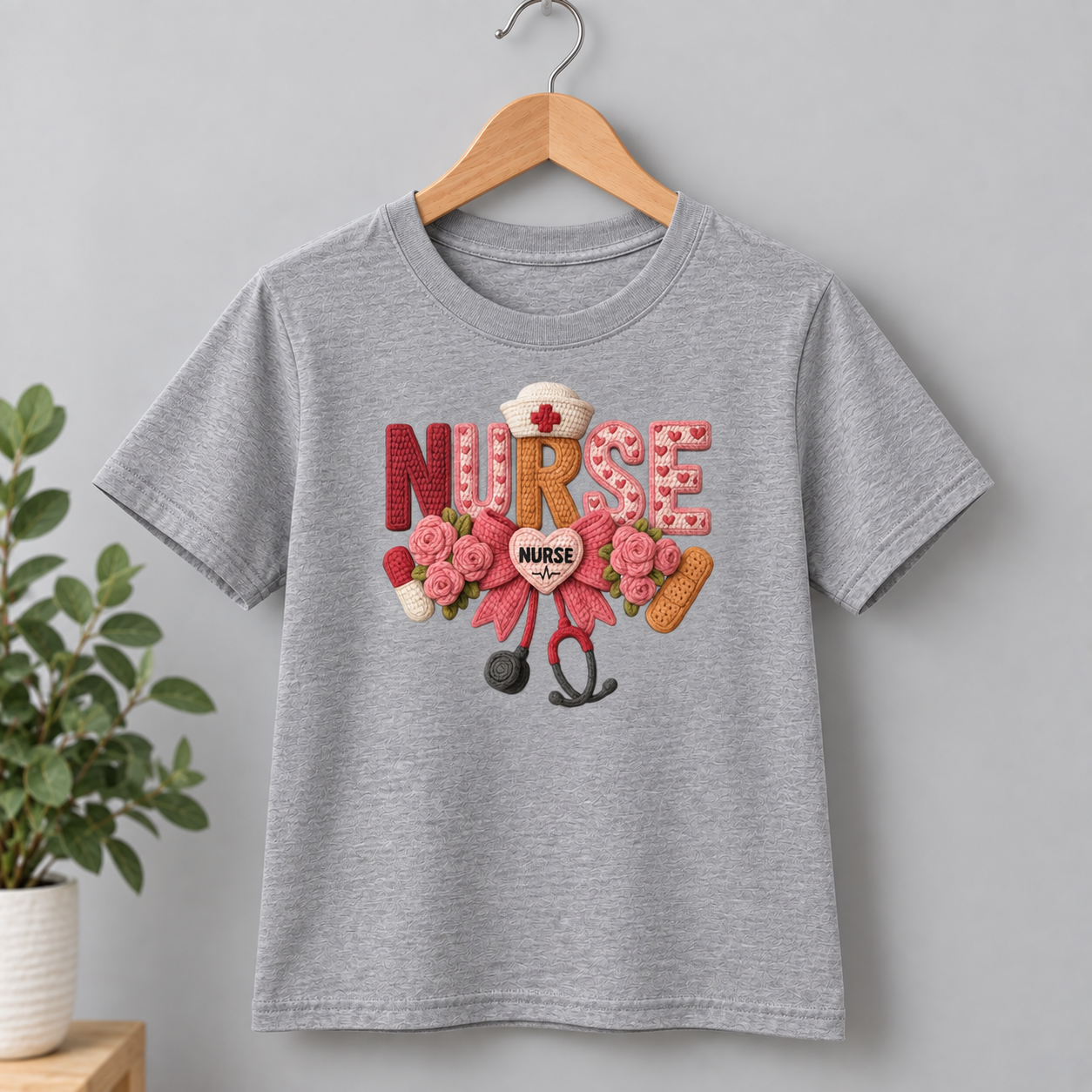 Nurse Pink Faux Yarn Shirt