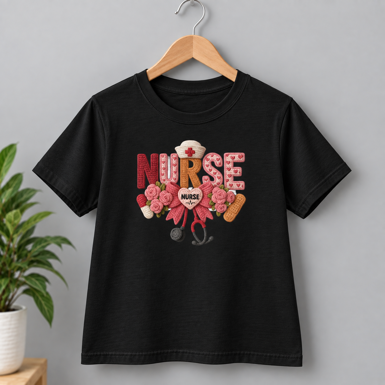 Nurse Pink Faux Yarn Shirt