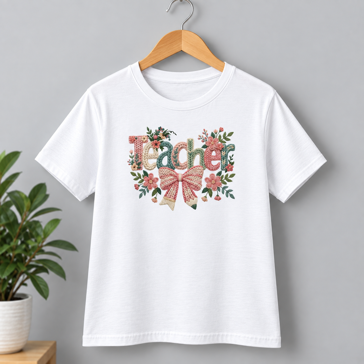 Teacher Floral Faux Yarn Shirt