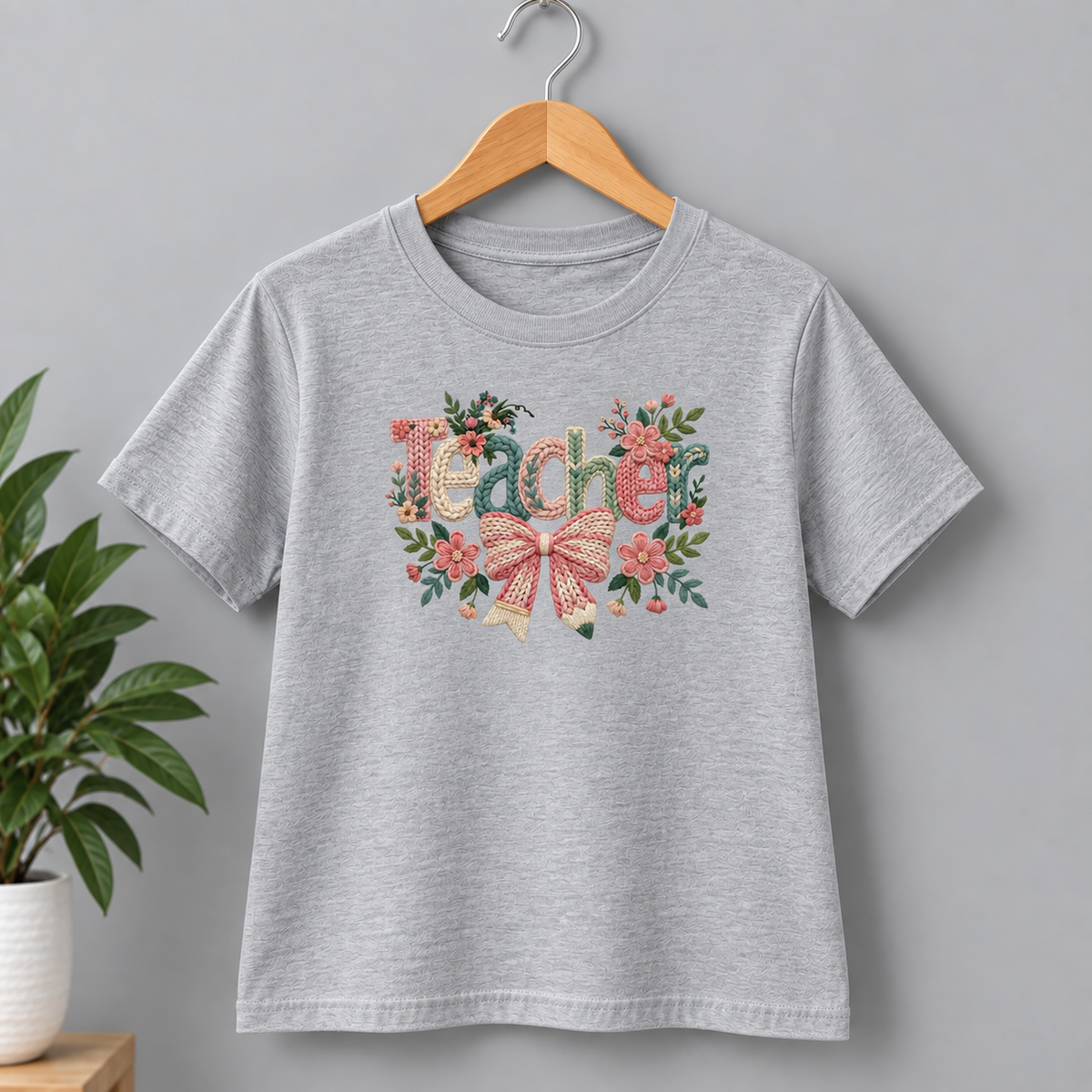Teacher Floral Faux Yarn Shirt