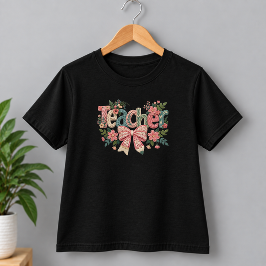 Teacher Floral Faux Yarn Shirt