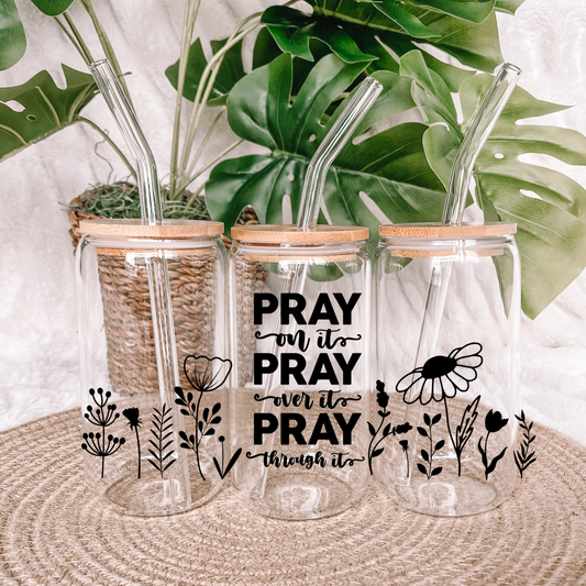 Pray 16oz. Glass Cup Libby